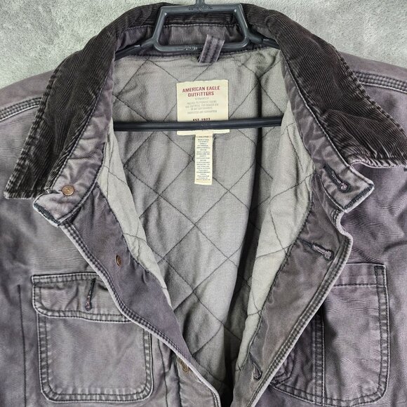Mens Gray American Eagle Outfitters Workwear Jacket Quilted Lining Button Up XL - Picture 8 of 11